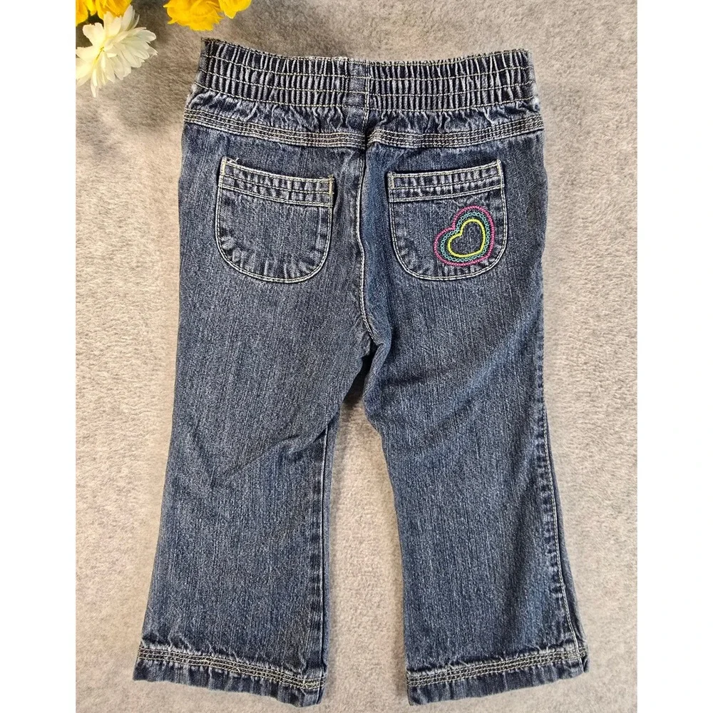 Vintage Y2K Circo Toddler Girls 24m Denim Jeans Rainbow Heart Embroidery Cute